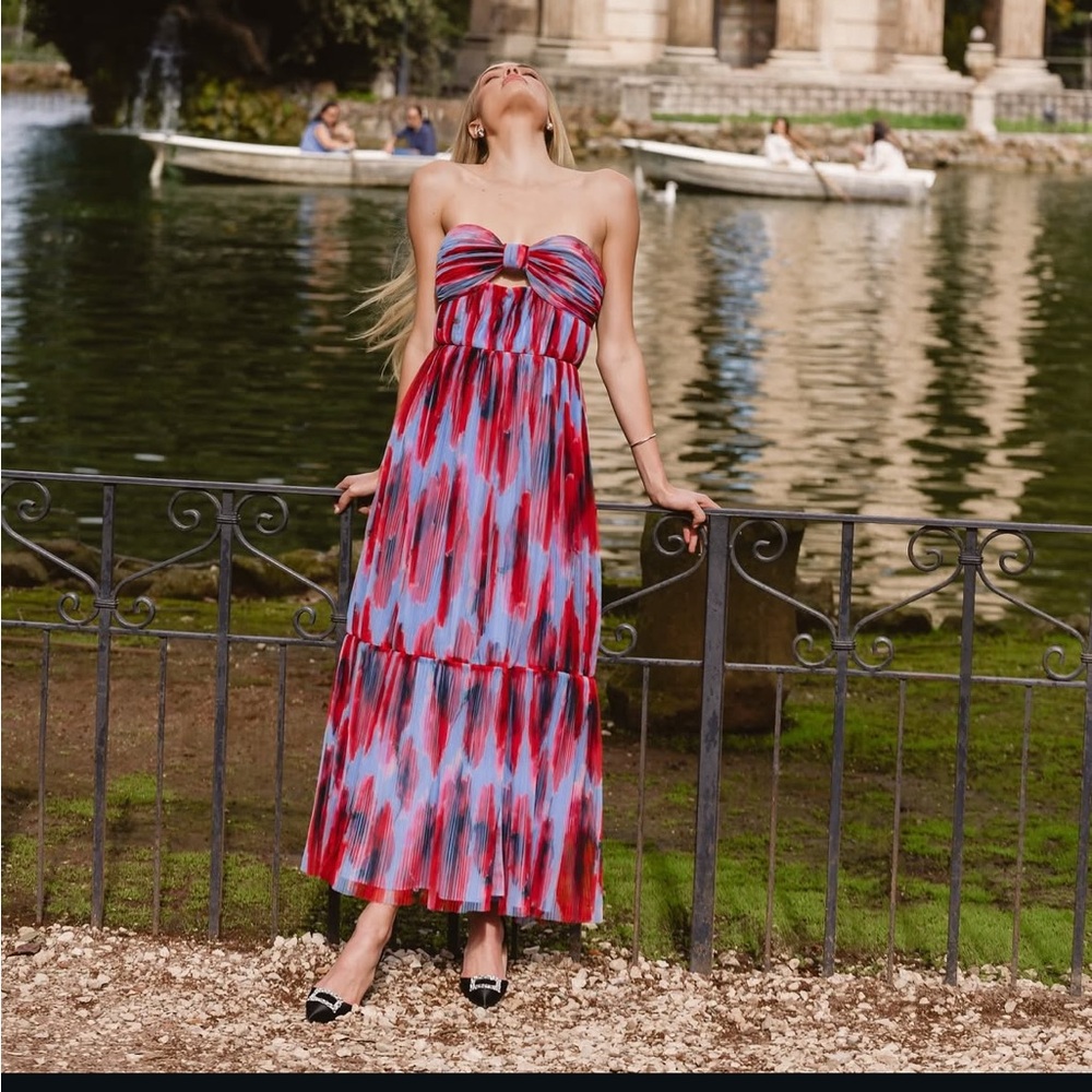 NWT Hutch Mica Pleated Strapless Cutout Gown 10